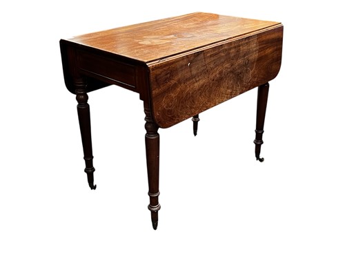 Lot 592 - A 19th century mahogany drop leaf table, 73 x...