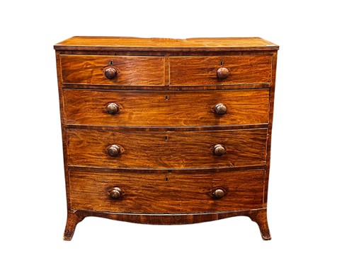 Lot 629 - A 19th century mahogany bow front chest of...