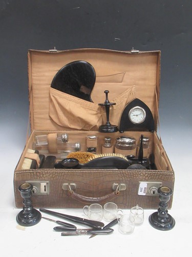 Lot 299 - A vanity set to include alarm clock, candle...