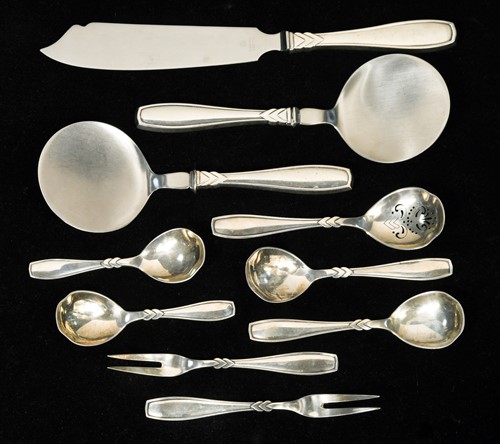 Lot 169 - W & S Sorensen, a small collection of Danish metalwares Rex pattern serving implements
