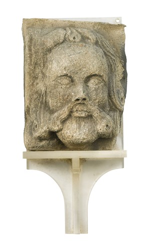 Lot 259 - A limestone head of a man, possibly French medieval