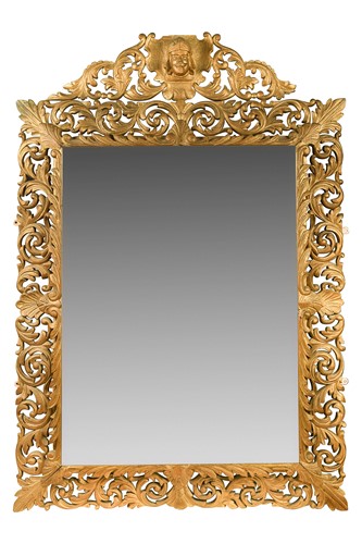 Lot 571 - An Italianate pierced and gilt wall mirror, early 20th century