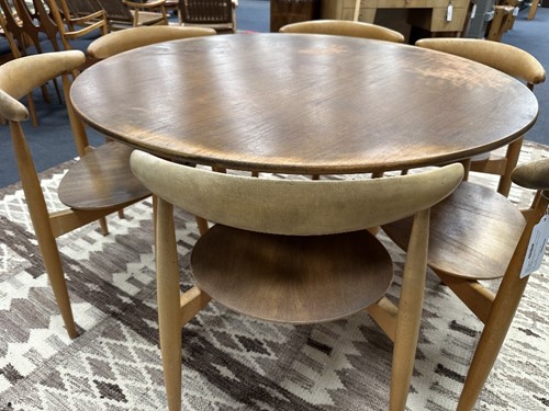 Lot 245 - Hans Wegner for Fritz Hansen, a teak and beech dining table and six chairs