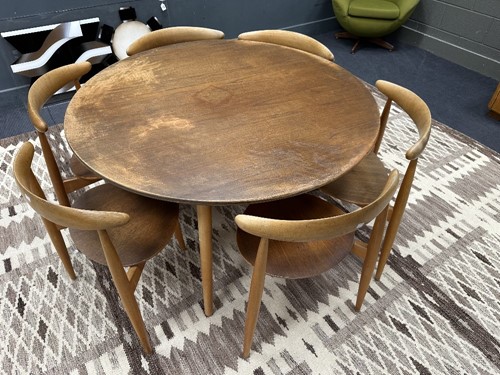 Lot 245 - Hans Wegner for Fritz Hansen, a teak and beech dining table and six chairs