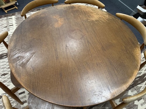 Lot 245 - Hans Wegner for Fritz Hansen, a teak and beech dining table and six chairs