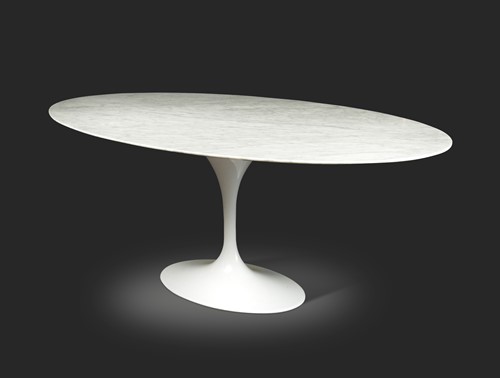 Lot 261 - After Eero Saarinen (1910-1961), an oval marble topped 'Tulip' table