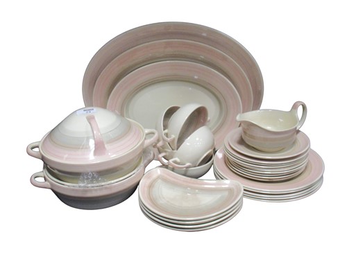 Lot 73 - A Susie Cooper dinner service with grey, buff...