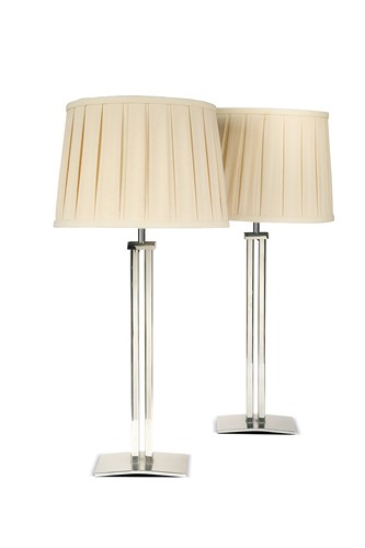 Lot 278 - A pair of contemporary chrome table lamps