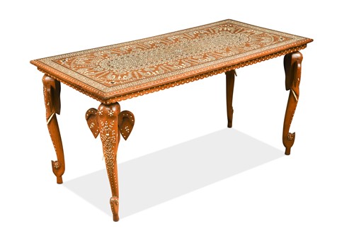 Lot 320 - An Indian ebony and bone inlaid table, early 20th century