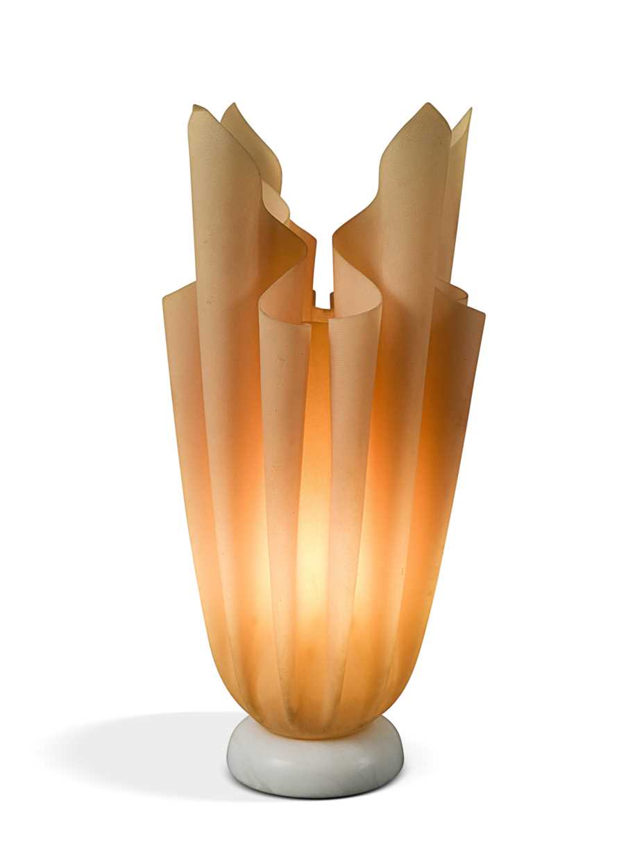 Lot 260 - A Georgia Jacob 'Athena' handkerchief lamp, 1970s