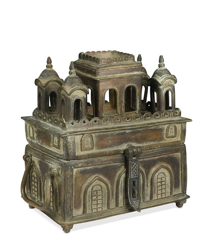 Lot 323 - An Indian brass box in form of small palace