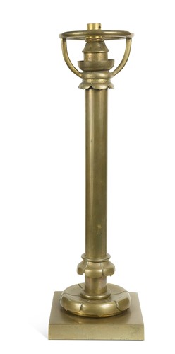 Lot 454 - A brass column lamp, 19th century