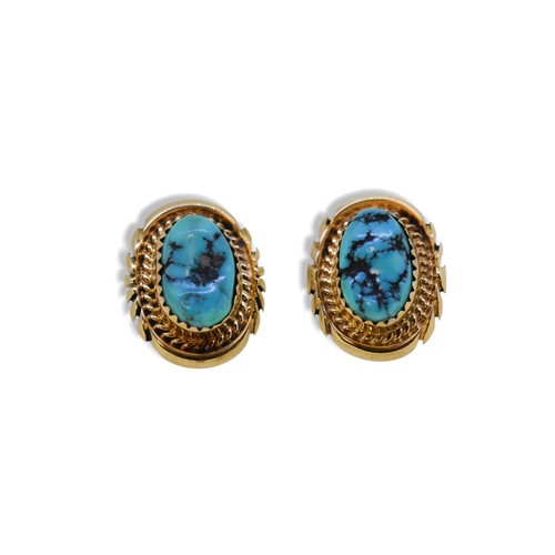 Lot 112 - Mark Yazzie - A pair of turquoise ear studs
