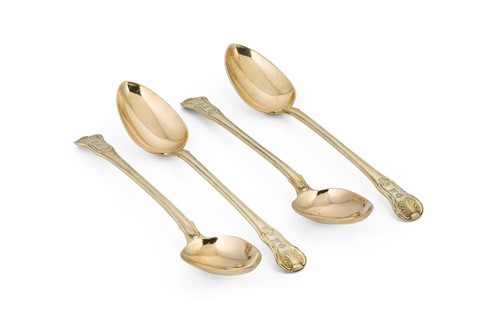 Lot 400 - A set of four George III silver gilt basting spoons