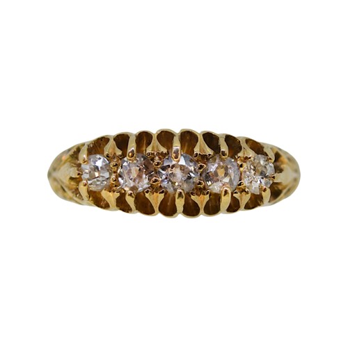 Lot 94 - An 18ct gold five stone diamond ring