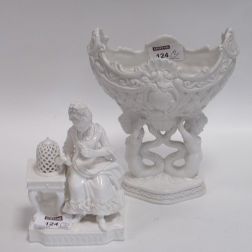 Lot 124 - A continental porcelain white glazed figure...