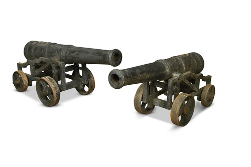 Lot A pair of 50mm ships cannons