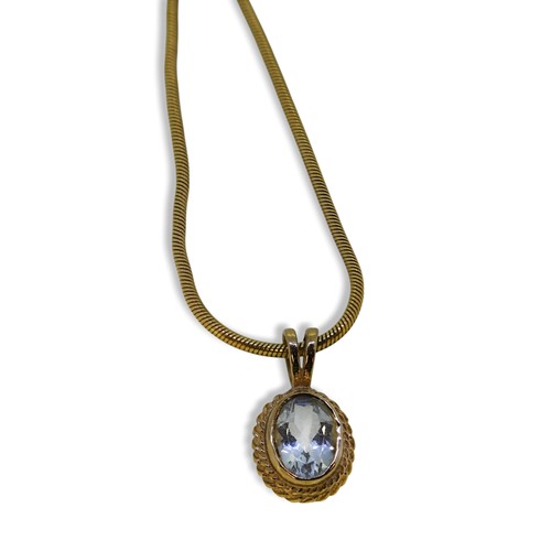 Lot 69 - An aquamarine pendant and chain