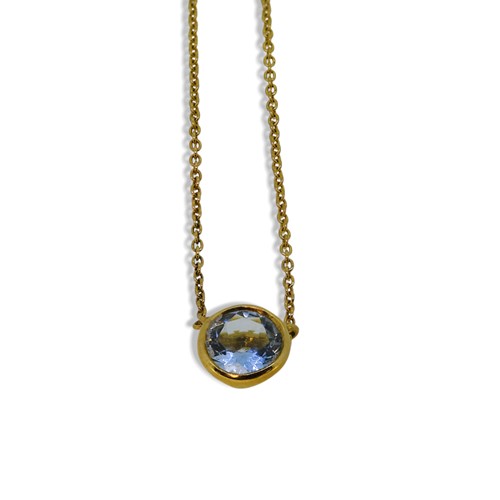 Lot 62 - An 18ct gold aquamarine necklace