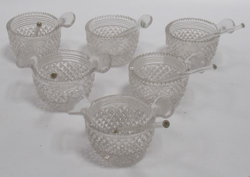Lot 46 - A set of six cut glass salts and spoons