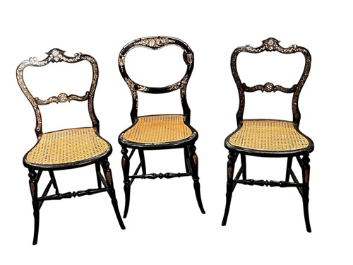 Lot 658 - Three Victorian papier-mache chairs