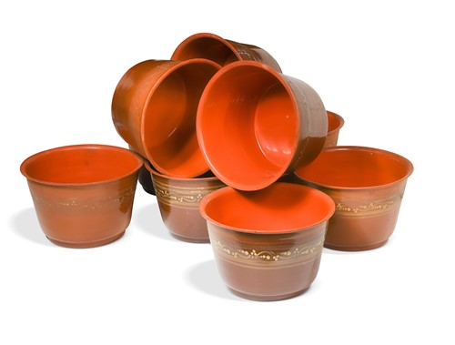 Lot 84 - Nine nested Burmese terracotta coloured lacquer bowls, early 20th century