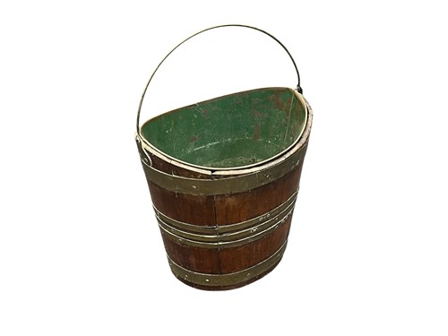 Lot 175 - A chestnut wood brass bound peat bucket, 19th century