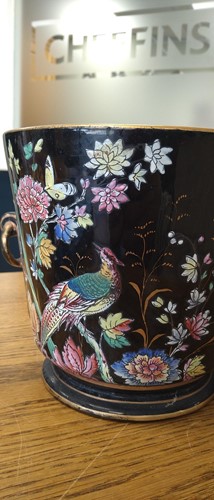 Lot 3 - A pair of Jackfield glaze jardinieres