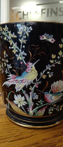 Lot 3 - A pair of Jackfield glaze jardinieres