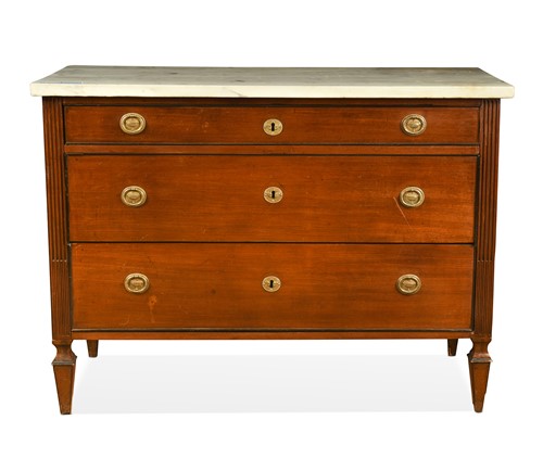 Lot 499 - An Empire mahogany commode with marble top, 19th century