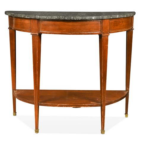 Lot 493 - A Neoclassical marble top demi-lune console table