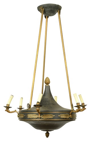 Lot An Empire style Colza type six-light chandelier, early 20th century