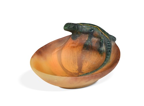 Lot 4 - Amalric Walter and Henri Berge, a pâte de verre vide-poche, circa 1920