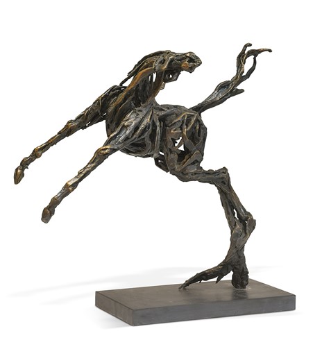 Lot 171 - Samantha Keil (Contemporary), a stylised bronze model of a rearing horse