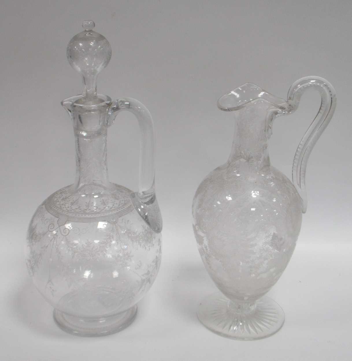 Lot 5 - A 19th century glass ewer with engraved...