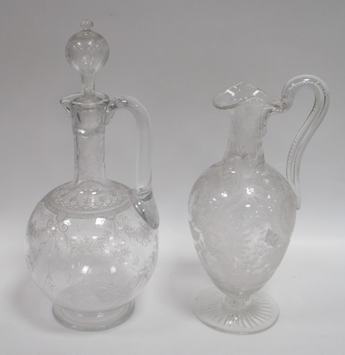 Lot 5 - A 19th century glass ewer with engraved...