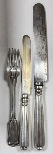 Lot 371 - An 85-piece set of mid 19th century German metalwares silver cutlery and flatware with one addition