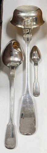 Lot 371 - An 85-piece set of mid 19th century German metalwares silver cutlery and flatware with one addition