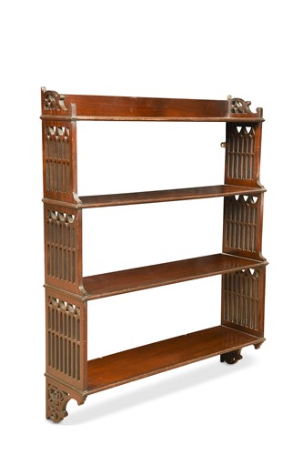 Lot 361 - A set of Chippendale style mahogany waterfall hanging shelves, 20th century