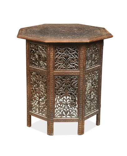 Lot 437 - A large Indian Hoshiapur folding hardwood table, circa 1900