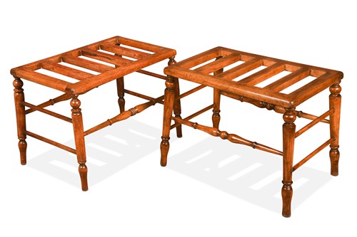 Lot 510 - A near pair of Victorian stained beechwood luggage stands