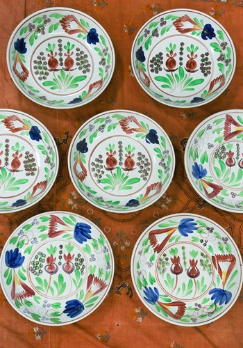 Lot 528 - A set of seven Delft large bowls by Petrus Regout and Co Maastrict, Holland, circa 1900