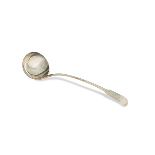 Lot 406 - A George IV silver soup ladle