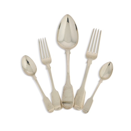 Lot 396 - A 35-piece harlequin set of 19th century silver flatware with 2 additions