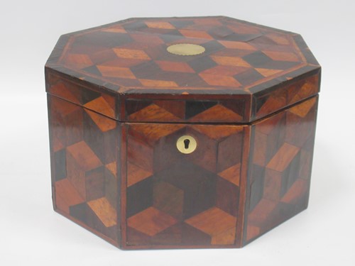 Lot 163 - A late 19th century octagonal parquetry box,...
