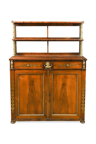 Lot 380 - A Regency rosewood brass inlaid chiffonier