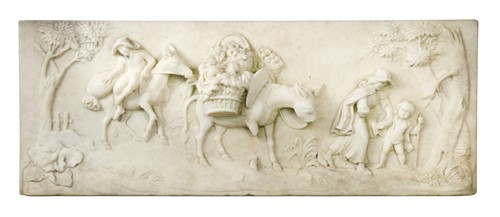 Lot 467 - A Carrara marble chimney piece tablet