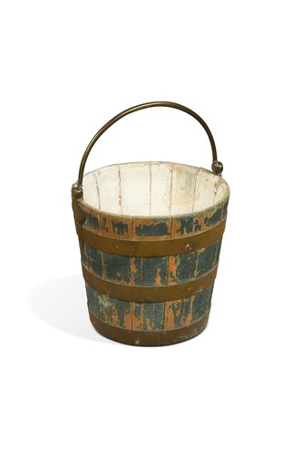 Lot 302 - A blue and white painted bucket, early 19th century