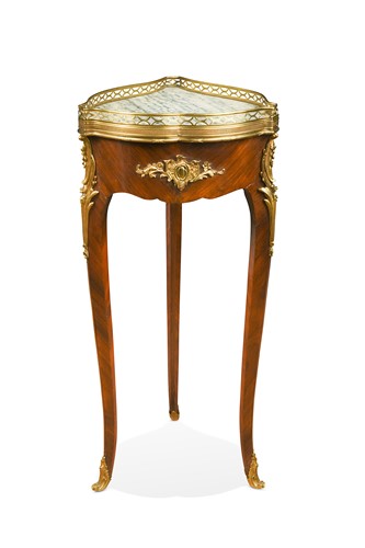Lot 475 - A Louis XV style marble topped kingwood table