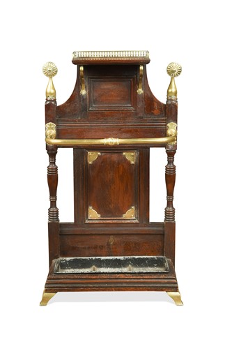 Lot 518 - A late Victorian brass and stained wood stick stand